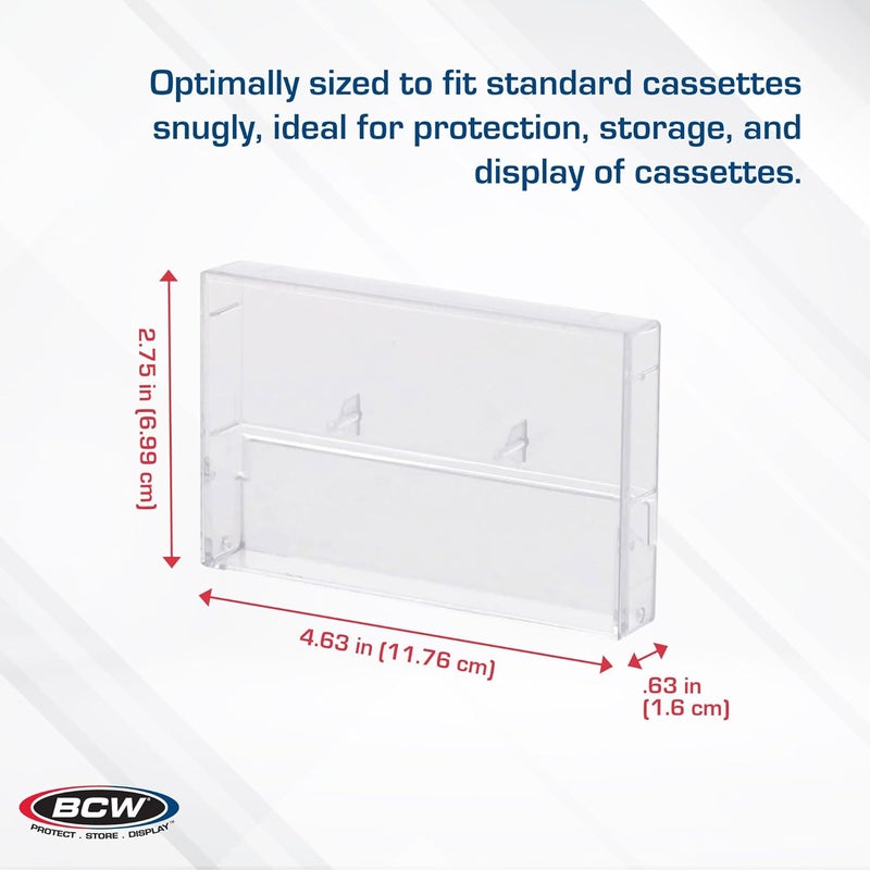 BCW Cassette Tape Case | CE Accessory | 10 Pack | Clear Polystyrene Norelco-Style Cases for Audio Cassette Storage & Protection - Image 3